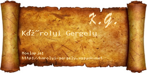 Károlyi Gergely névjegykártya